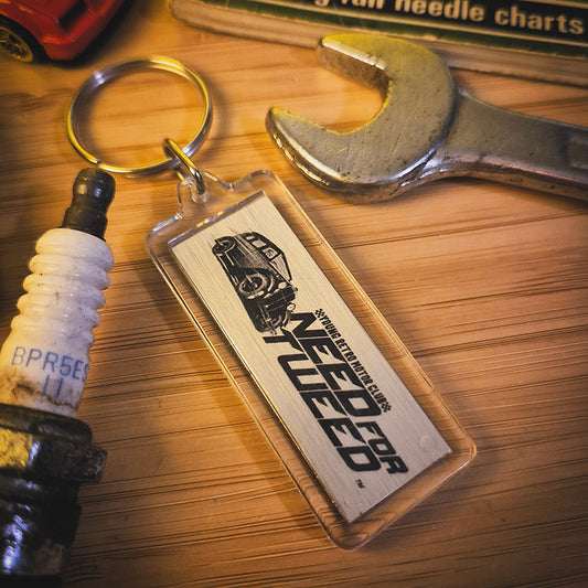 Need For Tweed Brushed Metal Keyring